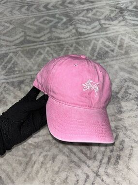 Stussy Pink Logo Washed Baseball Cap